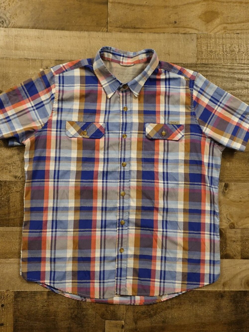 Eddie Bauer Plaid Button Down Shirt Men’s‎ XL Blue Outdoor
